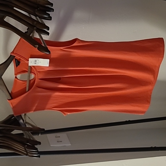 Ann Taylor coral and salmon sleeveless keyhole blouses - Picture 5 of 7